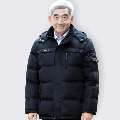 Down Jacket Dad Outfit Men's Winter Warm Jacket Plus Velvet Thick Middle-aged and Elderly Cropped Top