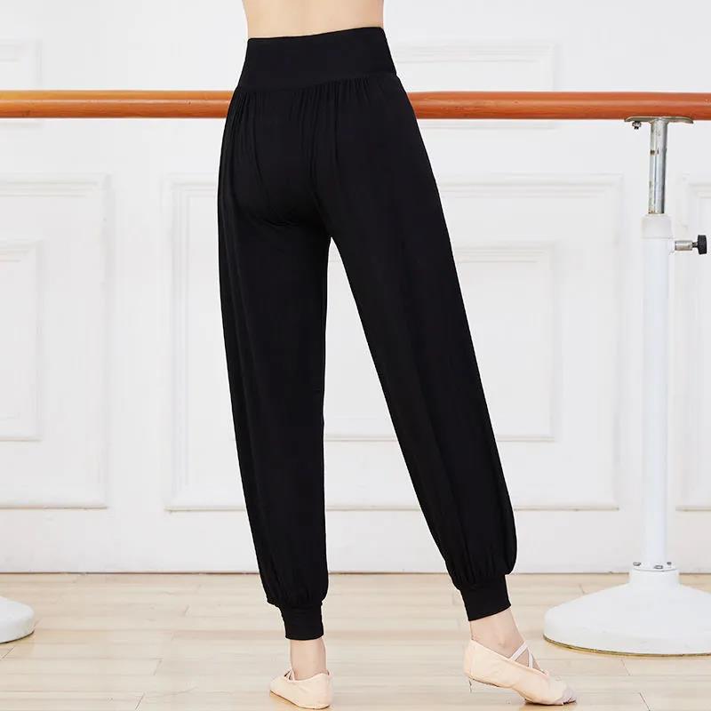 Women Dance Black Pants Female Loose Knickerbockers Summer Exercise Sports High Waist Haren Pants