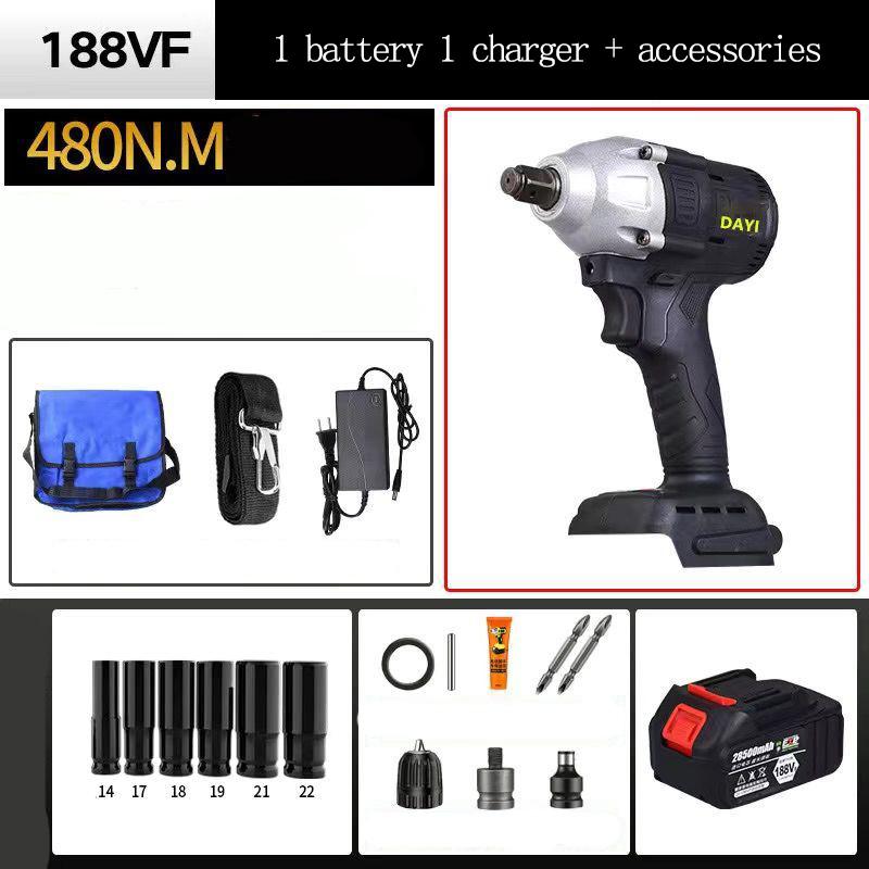 128VF/188VF/258VF High Power Industrial Electric Drill Large Capacity Lithium Battery Auto Repair Motor Electric Wrench 11 Styles Optional