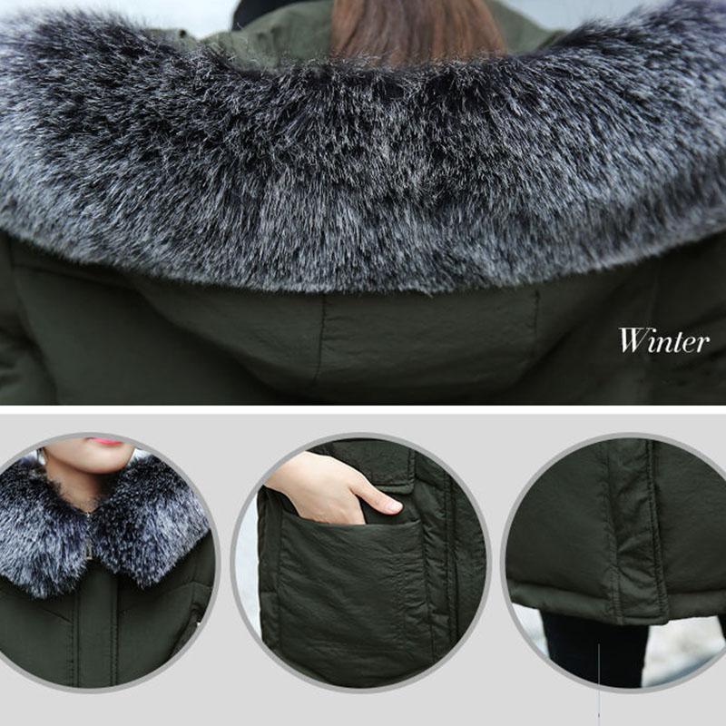 Cotton-padded Coat Women's Mid-length Korean Version of The Large Fur Collar Down Padded Jacket Slim Coat Winter Ins