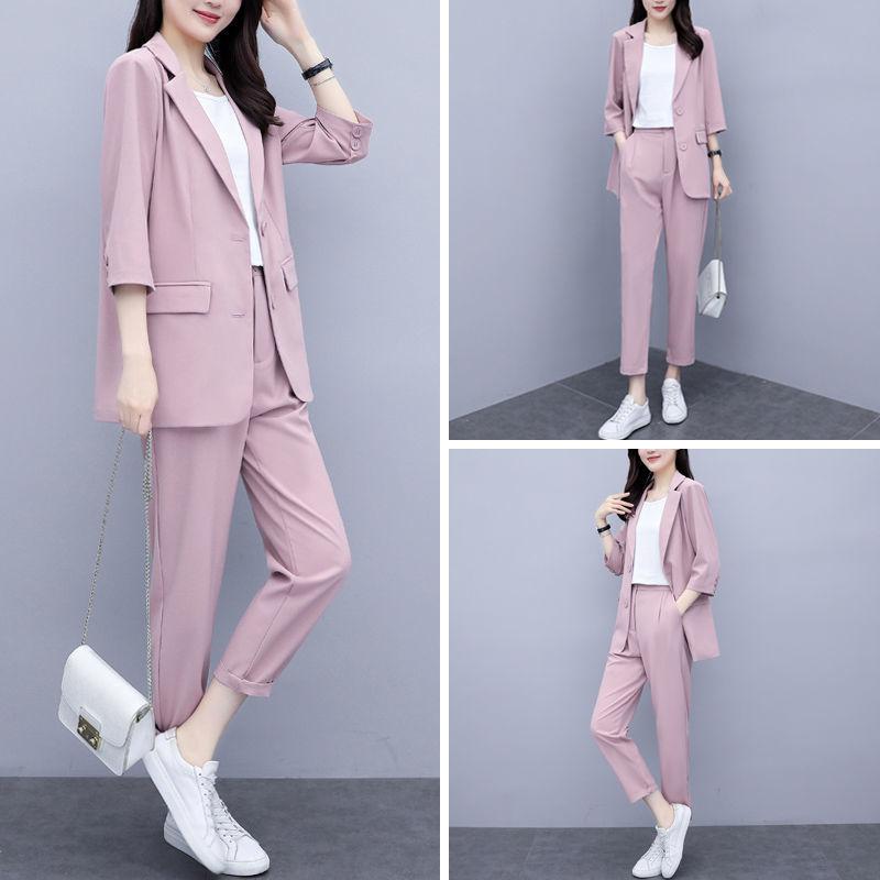 Two-piece Suit Women's Suit Jacket + Suit Straight Pants Temperament Business Suit Suit Two-piece Suit Spring and Autumn Can Be Worn