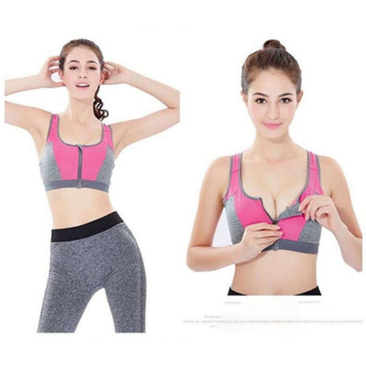 Double-layer Front Zipper Sports Bra Running Yoga Shockproof Gathering Quick-drying Breathable No Rims Fitness Underwear Sports Underwear