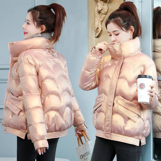 Winter Down Cotton-padded Jacket Women's Short Bright-faced Cotton-padded Jacket Korean Fashion Students Loose Small Padded Jacket Thick Coat