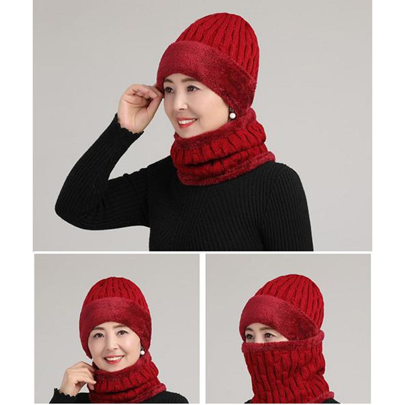 Winter Hats and Scarves 2-piece Woolen Cold-proof Earmuffs Plus Velvet Thick Warm Knitted Hat