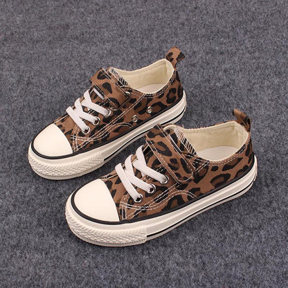 Leopard Prints Kids Shoes Canvas Sneakers for Boys Girls Children's Sports Running Casual Shoes White Shoes for Toddlers