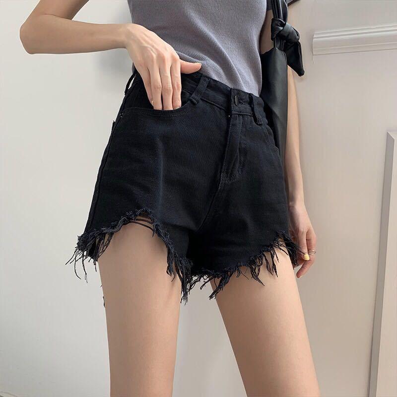 Shorts Women's Loose All-match Jeans High Waist Slim Frayed Wide Leg Pants