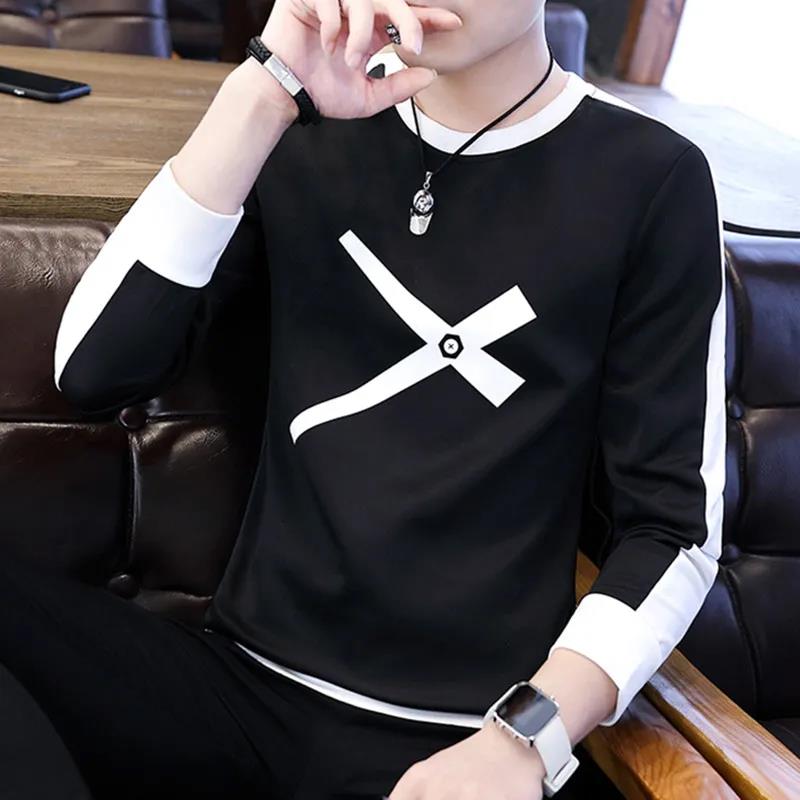 Spring and Autumn Long-sleeved T-shirt Men's Slim Trend Sweater Men's Plus Size Wild T-shirt