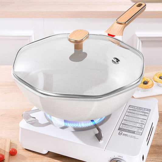 Antibacterial Health Pot Maifan Stone Wok Flat-bottomed Non-stick Wok Wok Household Gas Stove Induction Cooker Special Cookware