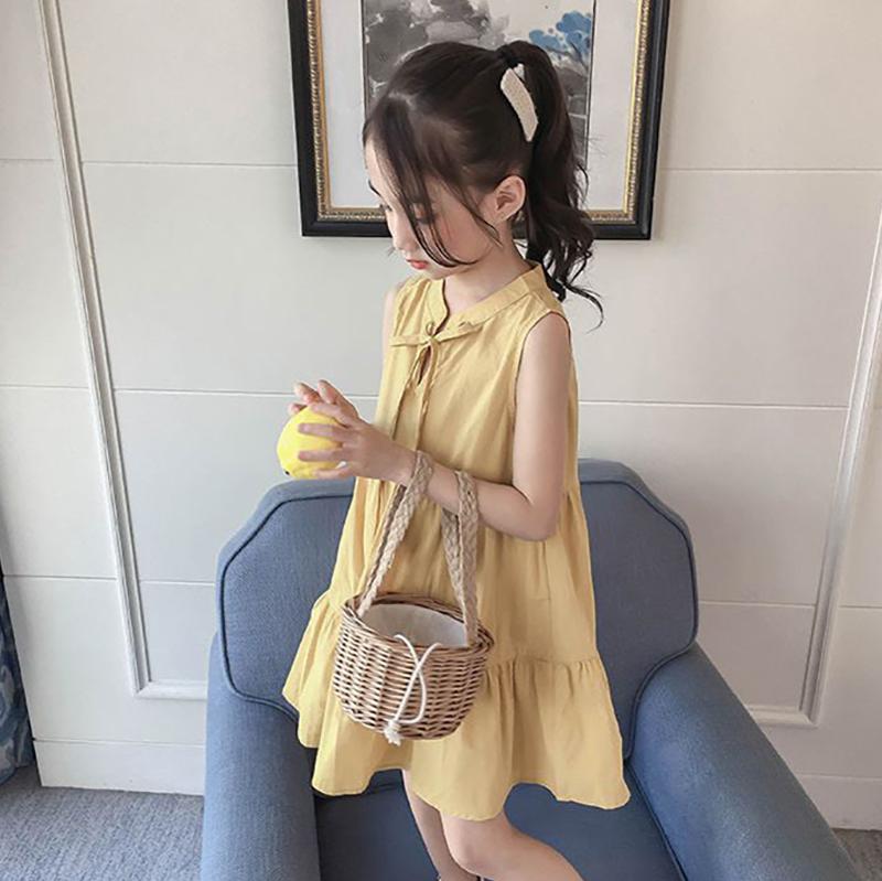 Girls Dress Summer Toddler Dress Sleeveless Dress Loose Solid Princess Dress Girls Baby Kids Clothing