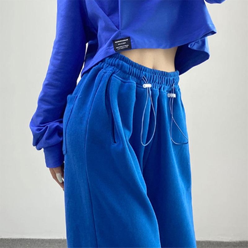 Sports Pants Women's High Waist Slim Straight Loose Wide Leg Drawstring Casual Sweat Pants Drawstring Pants