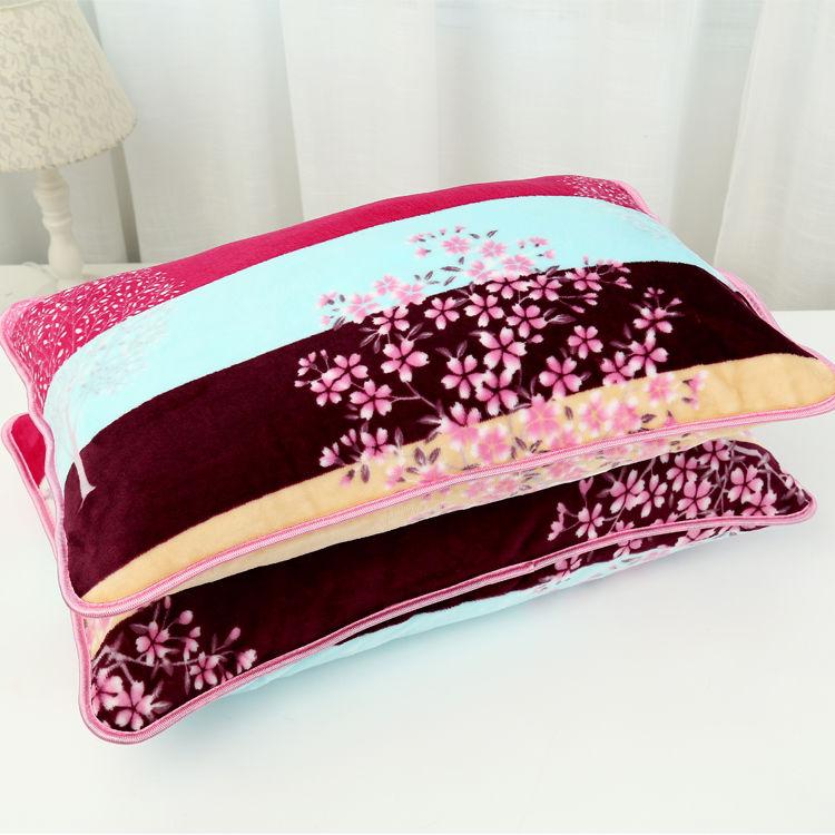 Coral Velvet Pillowcase Flannel Pillow Cover Winter Thicken A Pair of Pure Color Zipper Pillowcases 48*74cm