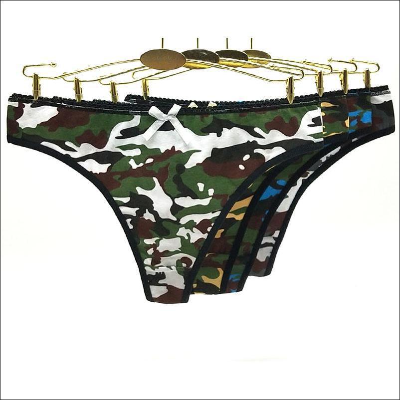 6 Pcs/Lot Sexy Underwear Lingeries Panties Amy Briefs Cotton  Women Female Panties Camouflage