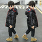 Boys Silver Padded Jacket Fashion Winter Ultraman Children's Padded Jacket Plus Velvet Padded Down Padded Jacket