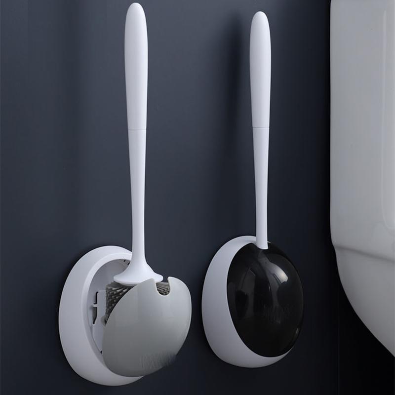 Bathroom Toilet Brush Wall-mounted New Toilet Brush Household Brush No Dead Ends Multi-function Toilet Brush with Base