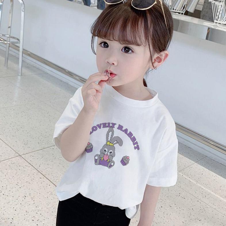 Summer Kids Cute Printing T Shirts Short Sleeve Tops Korean Style O-neck Loose T Shirts For Children Girls