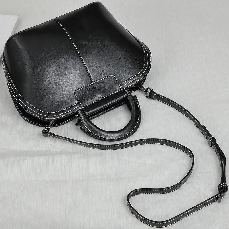 Women Top-Handle Bags Large Capacity  High Quality Genuine Leather Cowhide Handbags Personality European Style Crossbody Bag