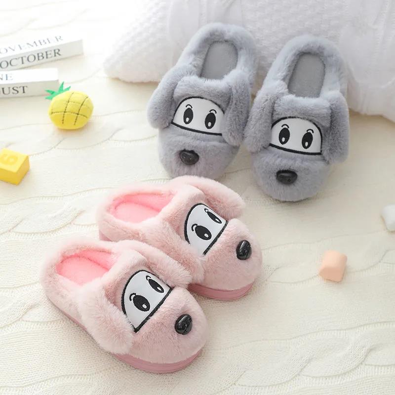 Children's Cotton Slippers Cute Cartoon Thick Warm Shoes Boys and Girls Home Fur Slippers