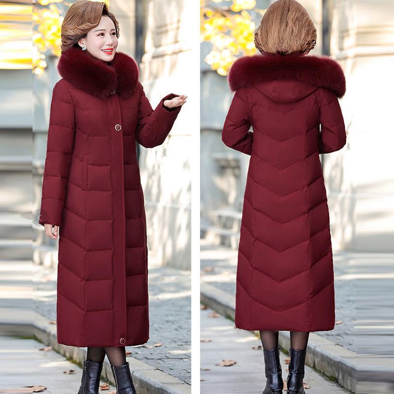 Women's Mid-length Down Jacket Winter Korean Loose Cotton Clothes Casual Hooded Padded Jacket Quilted Jacket