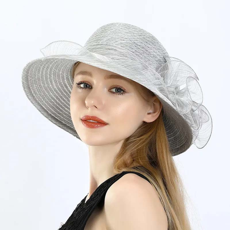 Organza Flower Sun Hat Female Spring and Summer Sunscreen Protective Sun Hat Seaside Beach Hat Foldable Breathable Basin Hat Cool Hat Wide Brim Hat