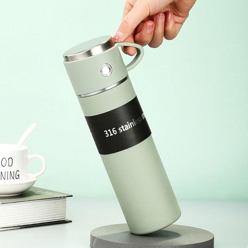 316 Stainless Steel Vacuum Flask for Men and Female Korean Version Water Cup Creative Dual-use Business Tea Cup Portable Thermos Cup