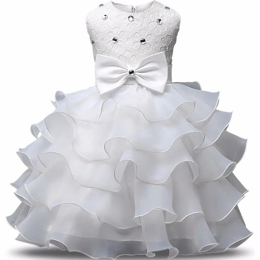 Girls Sleeveless Puffy Princess Dress Children's Wedding Show Dress Bow Western Style Dress