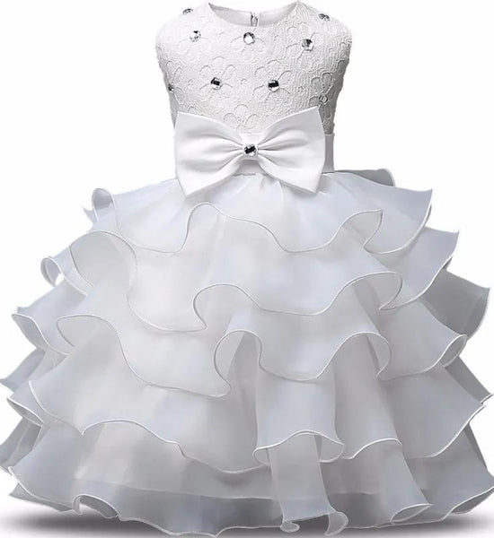 Girls Sleeveless Puffy Princess Dress Children's Wedding Show Dress Bow Western Style Dress