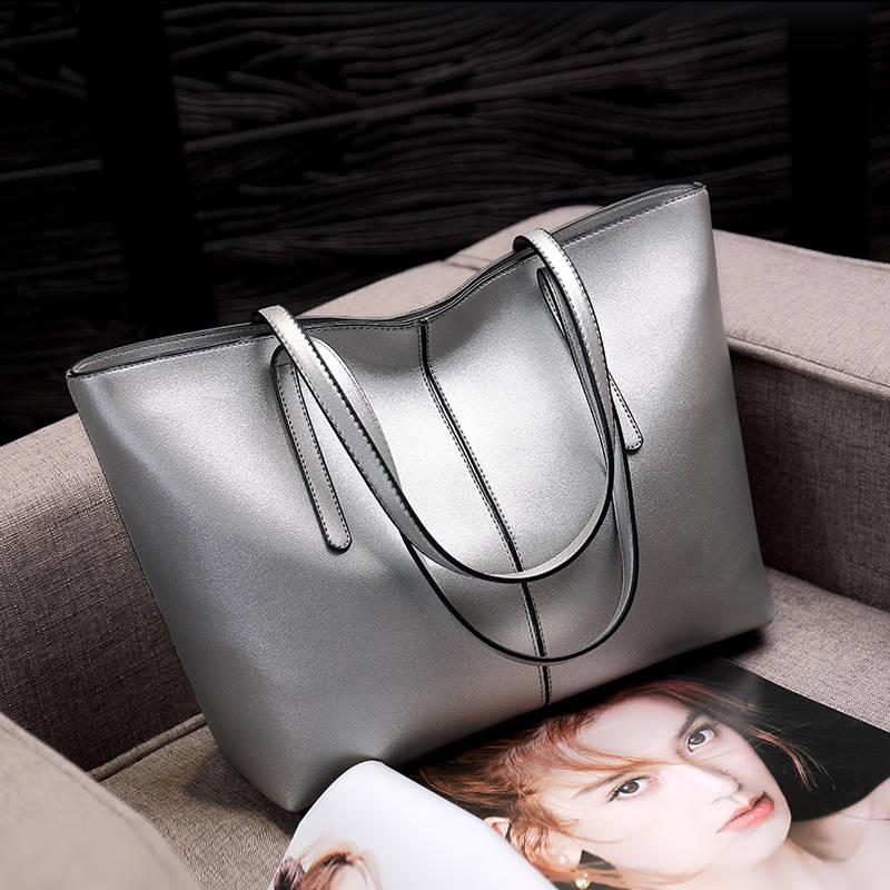 All-match Four Seasons Large-capacity Tote Bag Soft Leather Fashionable Mother Bag Korean Style Single Shoulder Bag