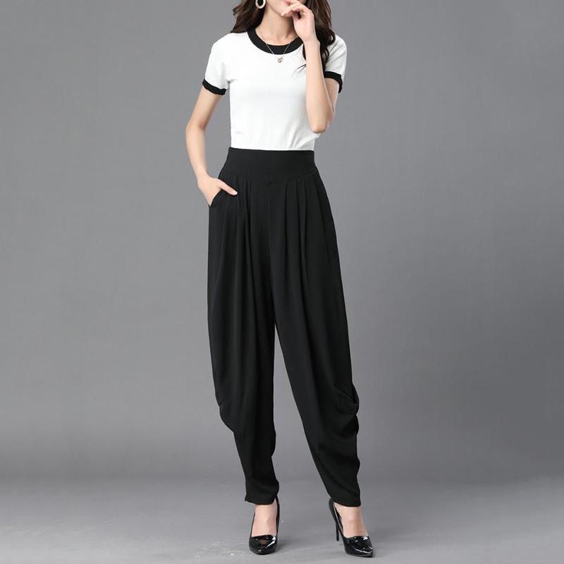 WTEMPO Harem Pants Women's Spring and Summer High Waist Casual Loose Wide-leg Pants Plus Size Bloomers