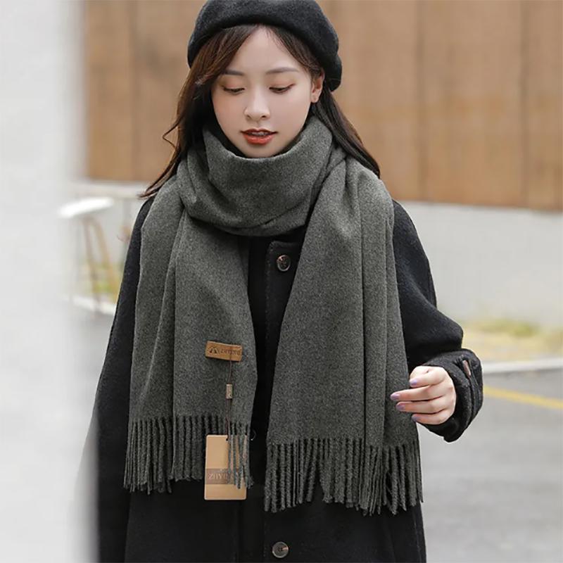 Scarf Women's Winter Warmth Solid Color Thick High-end Autumn Shawl Dual-use Versatile Neck and Collar