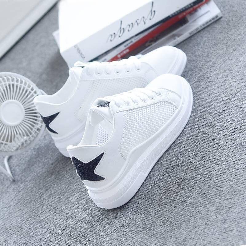 Breathable White Shoes Women's Hollow Out All-match Sports Net Shoes Women's Breathable Mesh Women's Shoes Flat Canvas Shoes