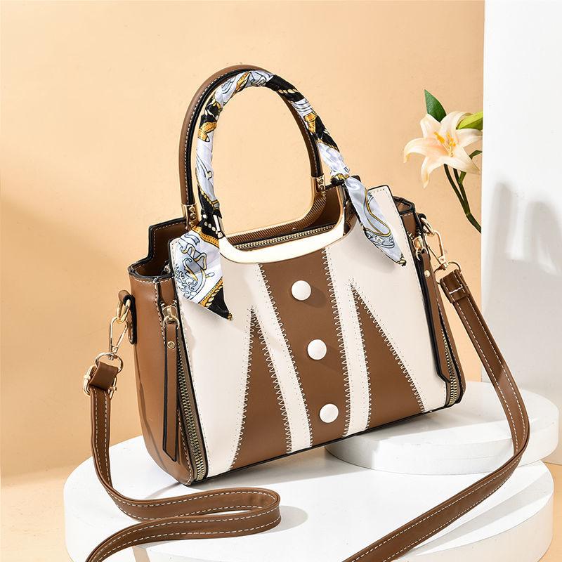 Women Luxury Top-Handle Bags Personality Silk Scarf PU Leather Handbags Large Capacity Crossbody Bag Give Gifts