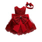 Children Dress Party Female Baby 0-6Years Old Lace Bow Dress Princess Dress and Headband Kid Clothing