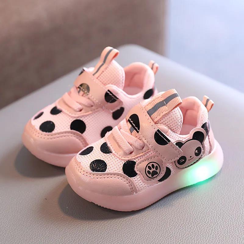 Kids Shoes Spring Summer Baby Girls Baby Boys Soft Sole Solid Sports Shoes Print Anti-slip Cartoon Casual Mesh Flat Light Up Shoes