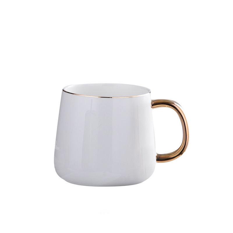 Ceramic Cup Home Milk Breakfast Cup Men's and Women's Drinking Mugs with Lids and Spoons Couple Coffee Cups