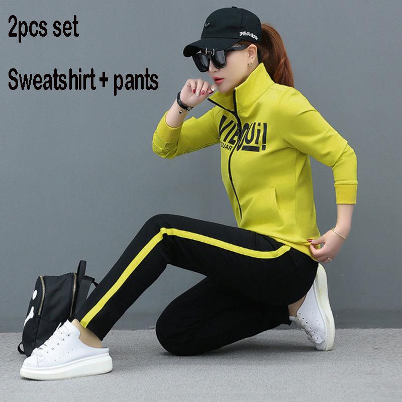 Casual Sweatshirt Set Large Size Spring and Autumn Women's 2pcs set Wild Long Sleeve