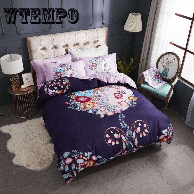 Luxury 3pcs Bedclothes Bedding Set Bedlinen Peony Print Bedding Sets Duvet/Quilt Cover Set