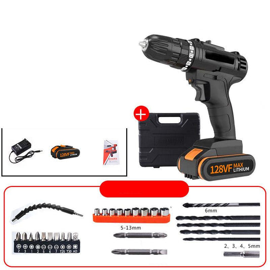 Industrial Cordless Drill Set 128Vf Two-speed Electric Screwdriver Rechargeable Motor  Tools