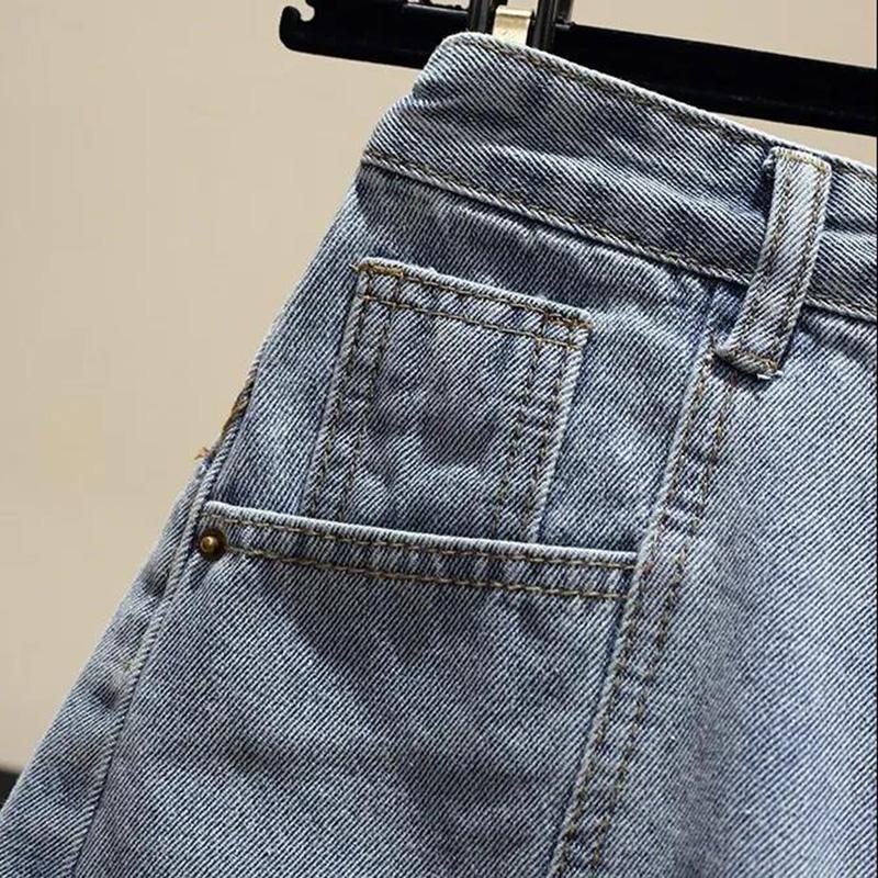 WTEMPO Women Loose High Waist Denim Shorts Spring and Summer Wide Leg A-line Thin Casual Shorts