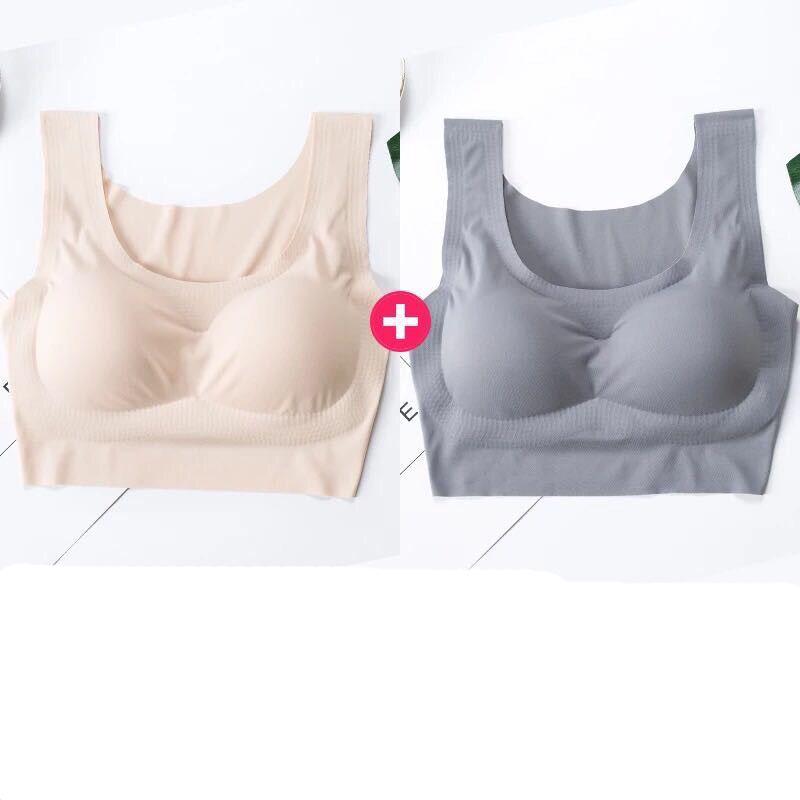 Women Ice Silk Strap Bra Seamless Adjustable Fitness No Steel Ring Push Up Bra