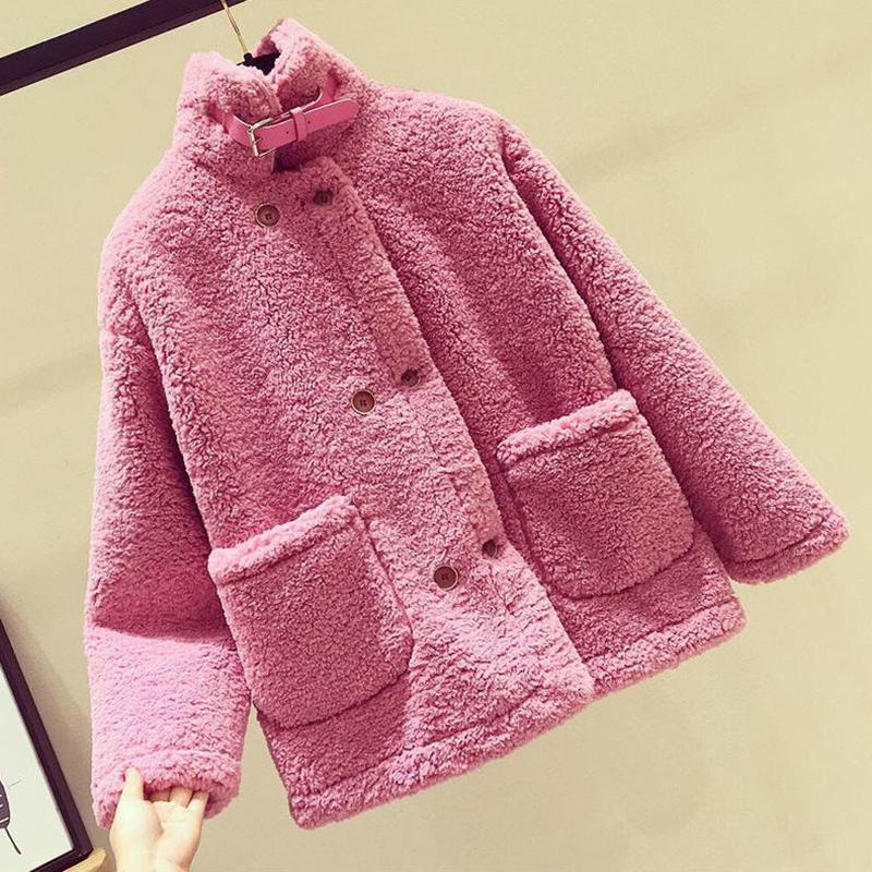 Fashion Trend Lamb Plush Women's Jacket Autumn and Winter Loose Plus Velvet Thick Fur One Short Grain Velvet Jacket