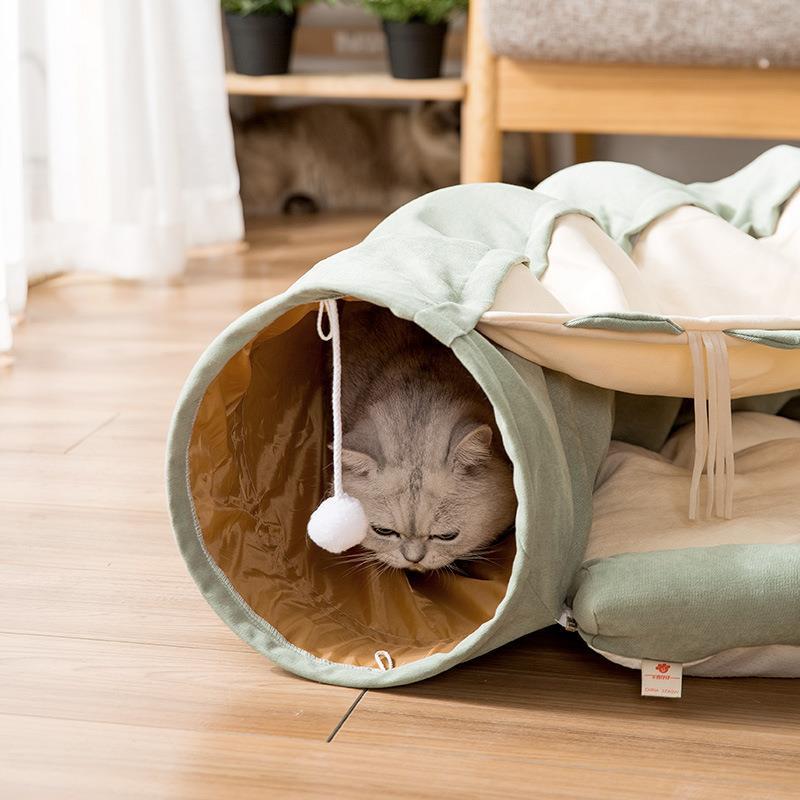 Cat Bed Cat Tunnel Two-in-one Removable and Washable Cat Tent Pet Supplies Enclosed Four-season Universal Cat Bed Room