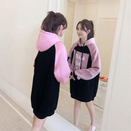 Large size long sleeve warm hooded Top Autumn winter sweater cotton women Sweatshirt wild