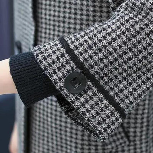 Lining Woolen Spring and Autumn New Coat Jacket Female Houndstooth Check 2021 Women's Top