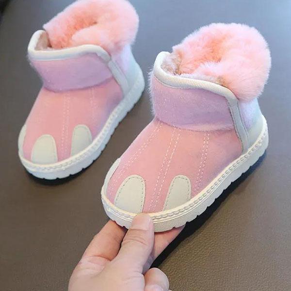 Children Cartoon Cotton Short Boots Kid's Winter Warm Cotton Shoes Waterproof Non Slip Flat Shoes