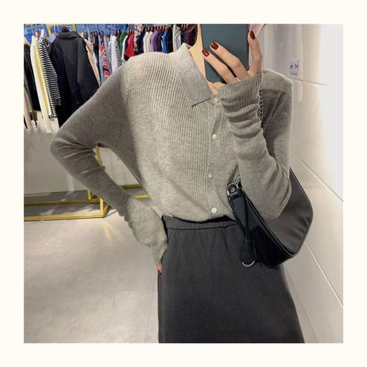 Autumn and Winter Knitted Tops Are Slimmer Solid Color Buttons Long-sleeved Tops Women Fashion Korean Cardigan Sweater