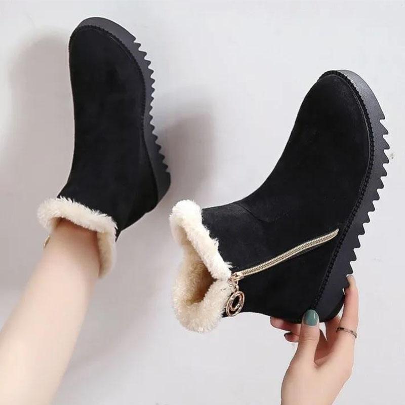 Short Boots Women 2021 Winter Chelsea Boots Flat Non-slip Warmth Platform Shoes Side Zipper Naked Boots