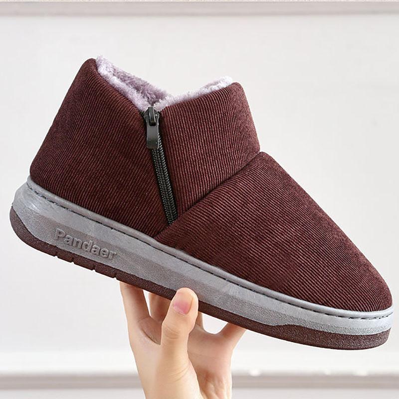 Winter Cotton Slippers Bag with Non-slip Cotton Shoes To Keep Warm Plus Velvet Home with Heel Printing Home Cotton Shoes