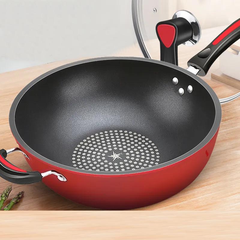 Frying Pan Wok Household Wok Pan with Pancake Non-stick Pan Cookware Family Dinner No Lampblack Frying Pan with Cover