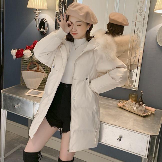 Korean Women's Cotton-padded Coat Mid-length Student Bread Coat Large Size Loose Warm Cotton Coat Large Fur Collar Thick Padded Jacket