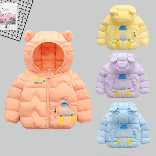 Cute Baby Girls Jacket Kids Boys Light Down Coats with Ear Hoodie Spring Girl Clothes Infant Children's Clothing for Boys Coat